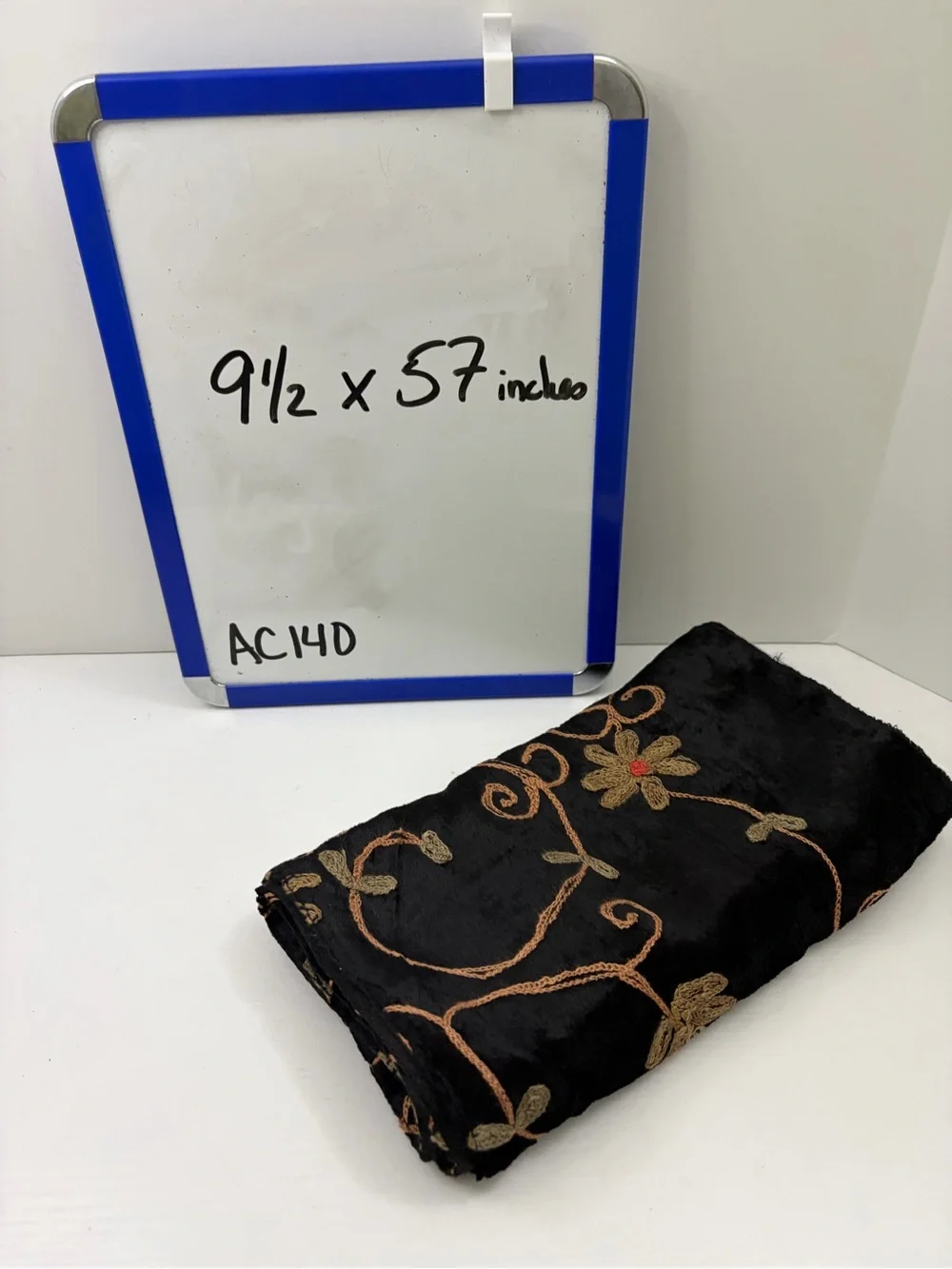 Alexis Crawford Flora Embroidered Black Velvet Whimsical Scarf